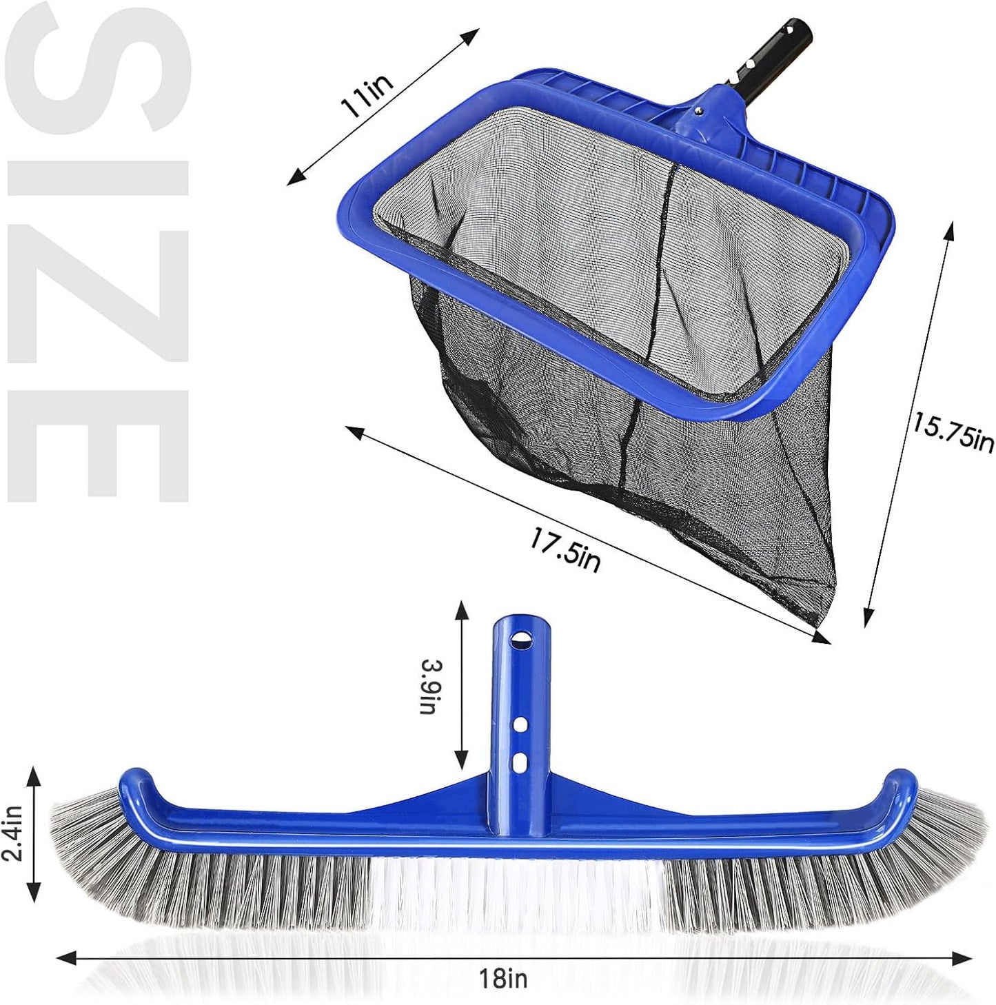 Pool Brush Head | 18" Heavy Duty Floor Brush | Stainless Steel Brush | Metal Pool Scrubber Brush | Wire Bristles & Aluminium Back for Sweep Calcium Buildup, Rust Stains on Concrete
