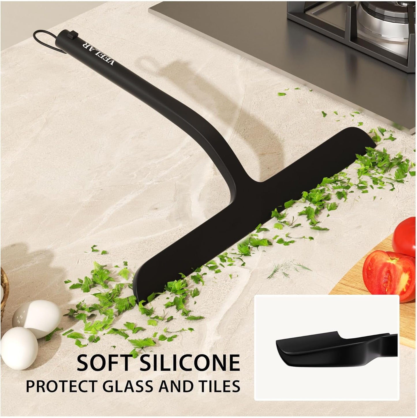 Shower Squeegee for Shower Glass, Bathroom Glass Cleaning Tool with Hook Mount, Squeegee for Glass Doors, Window Cleaning, Tile Shower Walls (White)