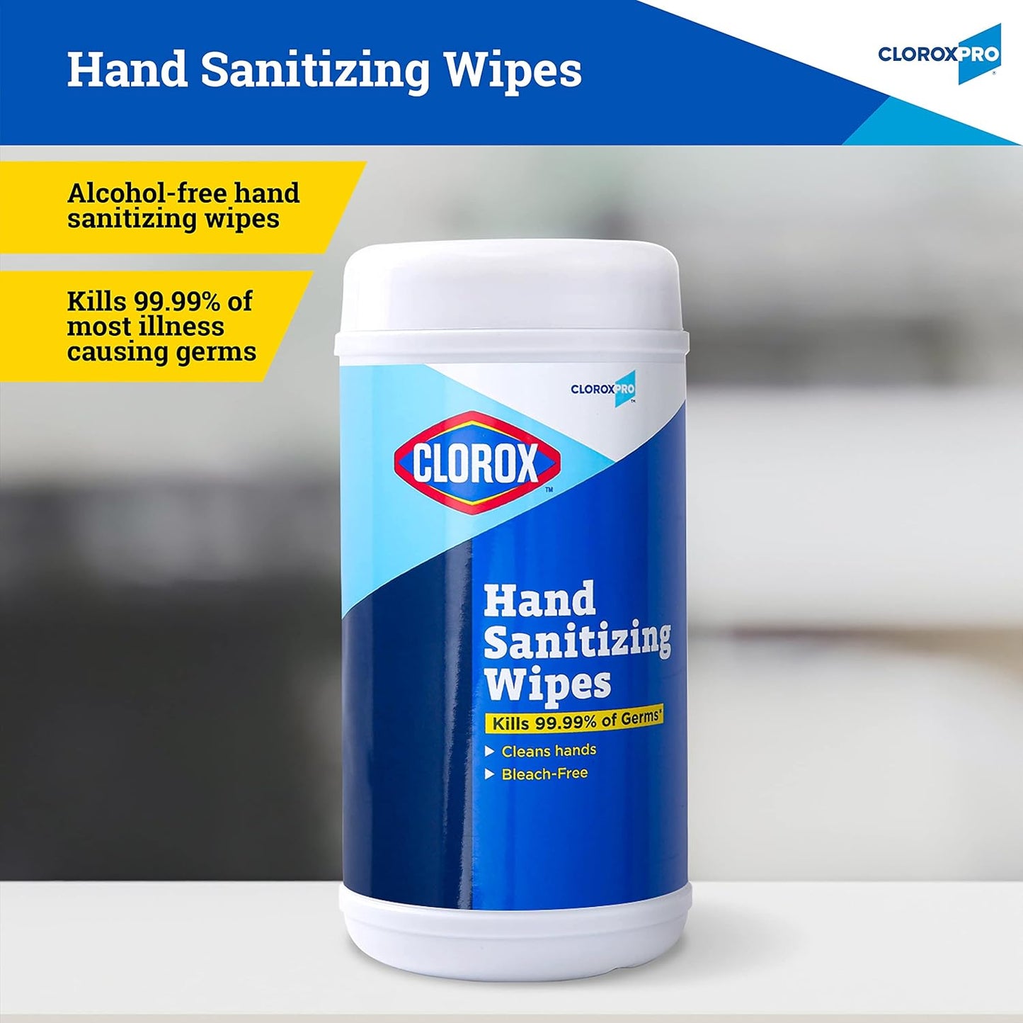 Clorox Pro Alcohol Free Hand Sanitizer Wipes with BZK, Gentle Bleach-Free Sanitizing Wipes for Hands - 0.13% BZK Formula, FDA Registered, Resealable Bulk Canister, 270 Count