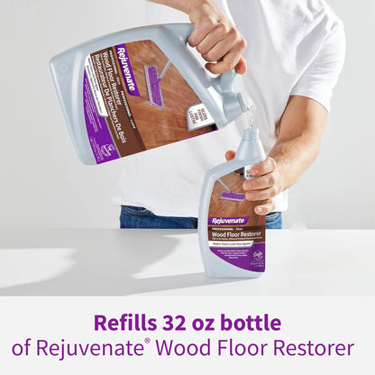 Rejuvenate Professional Wood Floor Restorer Fills Scratches, Shines And Protects Wood Flooring For A High Gloss Shine, 32 Ounces