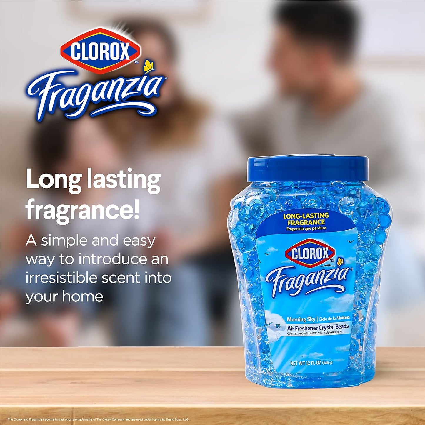 Clorox Fraganzia Crystal Beads Air Freshener, Long Lasting Room Deodorizer and Odor Eliminator Gel Beads to Freshen Home, Car, or Office, Lavender with Eucalyptus Scent, 12 Fl Oz