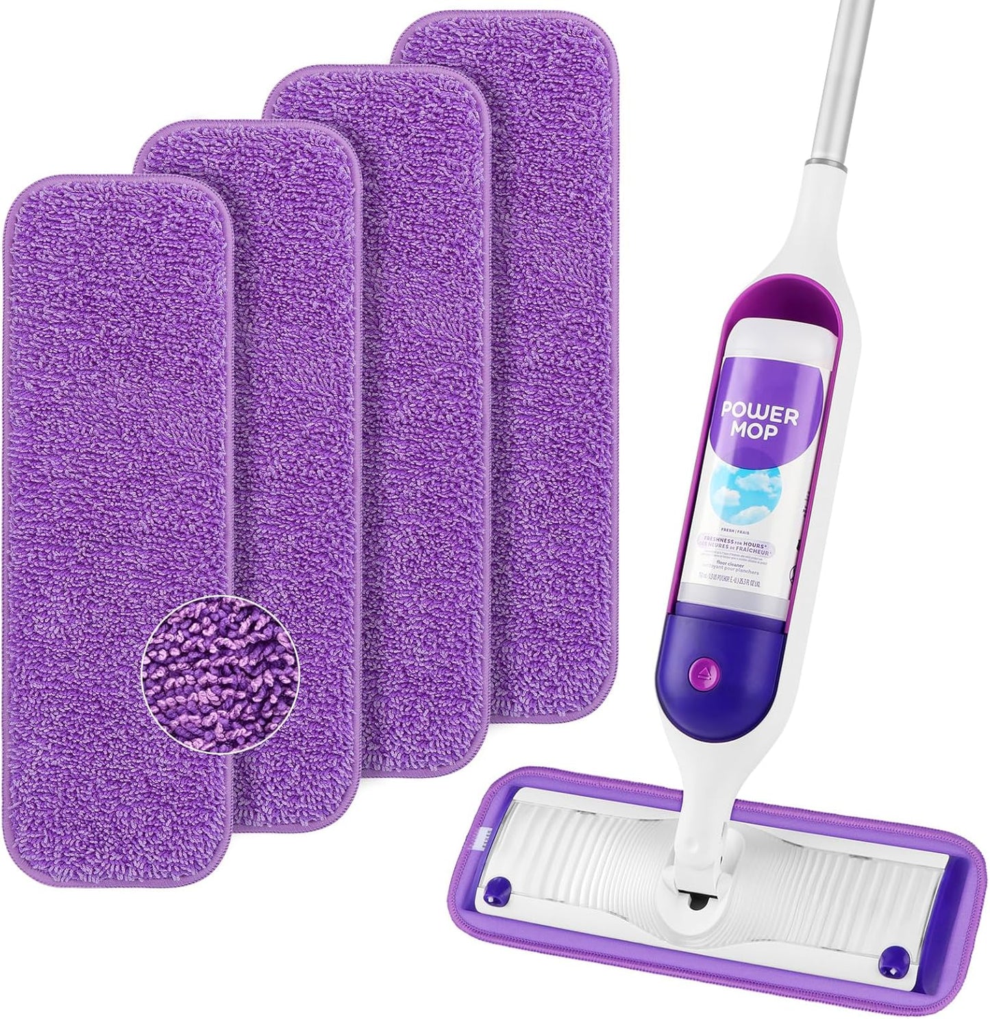 HOMEXCEL Reusable Microfiber Mop Pads for Swiffer PowerMop 8 Pack, Power Mop Pads Refills for 13 ''-15 '' Spray Mop, Machine Washable Pad Replacement for Multi-Surface Floor Cleaning