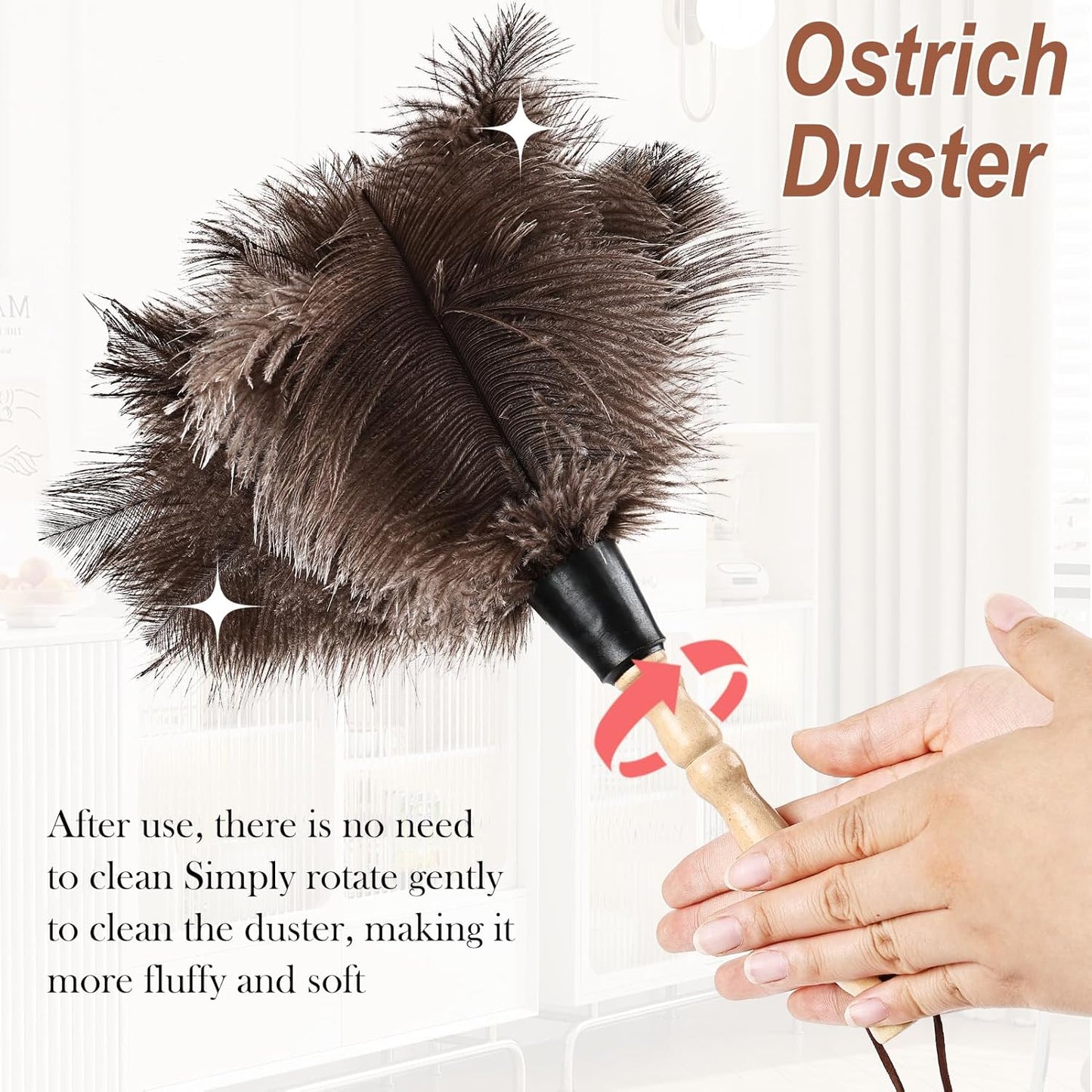 Extendable Cleaning Duster 94 Inch - Long Telescoping Ostrich Feather Dusters with Stainless Steel Extension Pole for High Ceiling Fan, High Ceilings,Roof Dusting