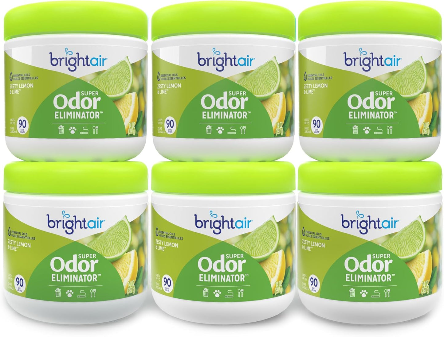 Bright Air 14 oz. Super Odor Eliminator, For Medium-Size Spaces, Cool & Clean Scent, Case of 6,Air Freshener, Natural Essential Oils, Lasts Up to 90 Days Each