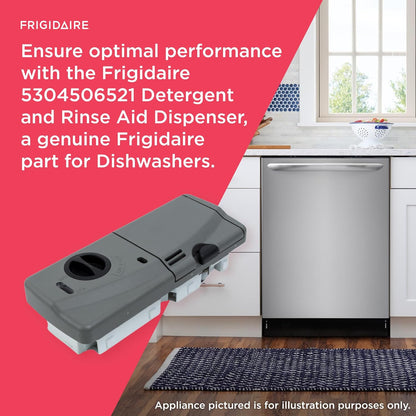 Frigidaire 5304506521 Detergent and Rinse Aid Dispenser for Dishwashers, Gray