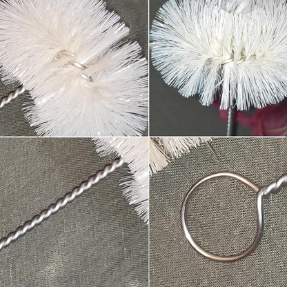 NewFerU Stainless Steel Soda Bottle Cleaning Brush Set in Natural Boar Bristle Wool Tip Long Handle, Flexible Bendable Thick Wire Cleaner for Narrow Neck Water Baby Bottles Straw Pipe Tube Flask (3)