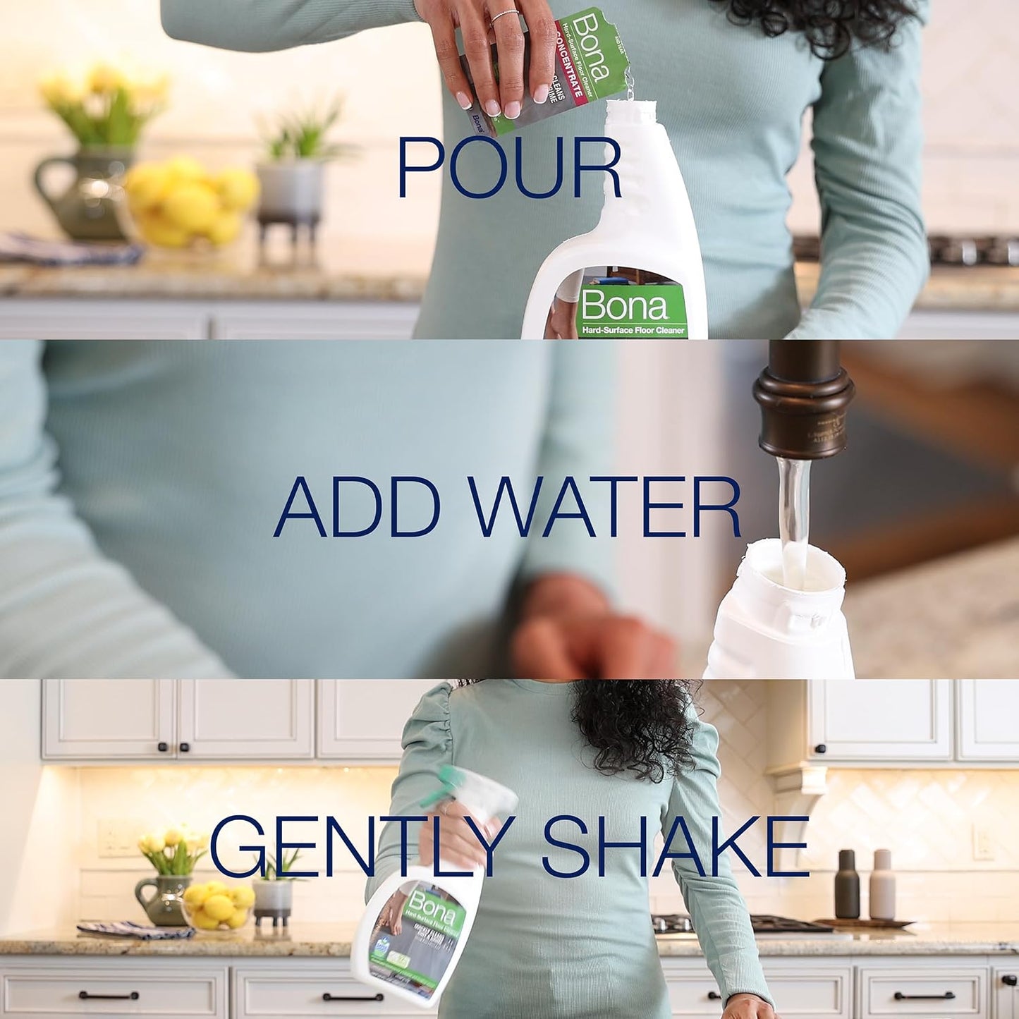 Bona Multi-Surface Floor Cleaner Concentrate - 1 fl oz - 4-Pack - Residue-Free Floor Cleaning Solution for Bona Spray Mop and Spray Bottle Refill - For Stone, Tile, Laminate, and Vinyl Floors