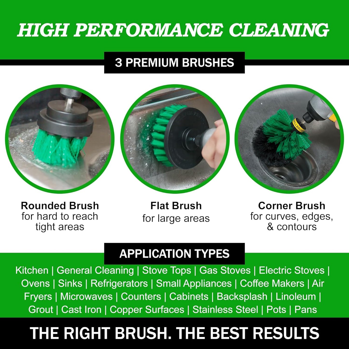 Drillbrush Drill Brush Attachment Set for Bathroom Cleaning – Power Scrubber Brush Kit for Tub, Tile, Shower, and Grout – All-Purpose Household Cleaning Brushes for Drill - Electric Grout Cleaner Kit