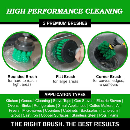 Drillbrush Drill Brush Attachment Set for Bathroom Cleaning – Power Scrubber Brush Kit for Tub, Tile, Shower, and Grout – All-Purpose Household Cleaning Brushes for Drill - Electric Grout Cleaner Kit