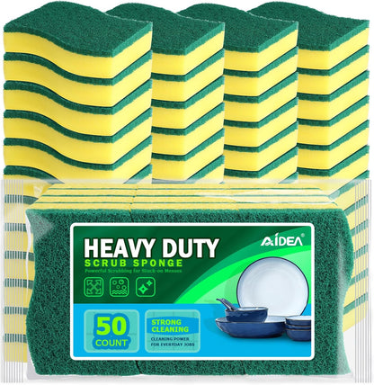 AIDEA Sponges Kitchen, XL Heavy Duty Dish Sponge, Cleaning Dish Scrubber Sponge for Home and Kitchen, Extra Large Cleaning Supplies for Pots, Pans, 24 Pack