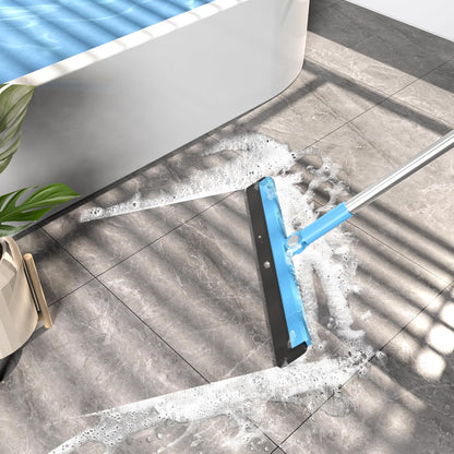 KOLLIEE Floor Squeegee Adjustable 59'' Long Handle Professional Floor Squeegee with Hook Water Squeegee Foam Blade for Concrete Floor Tile Pet Hair Floor Wiper