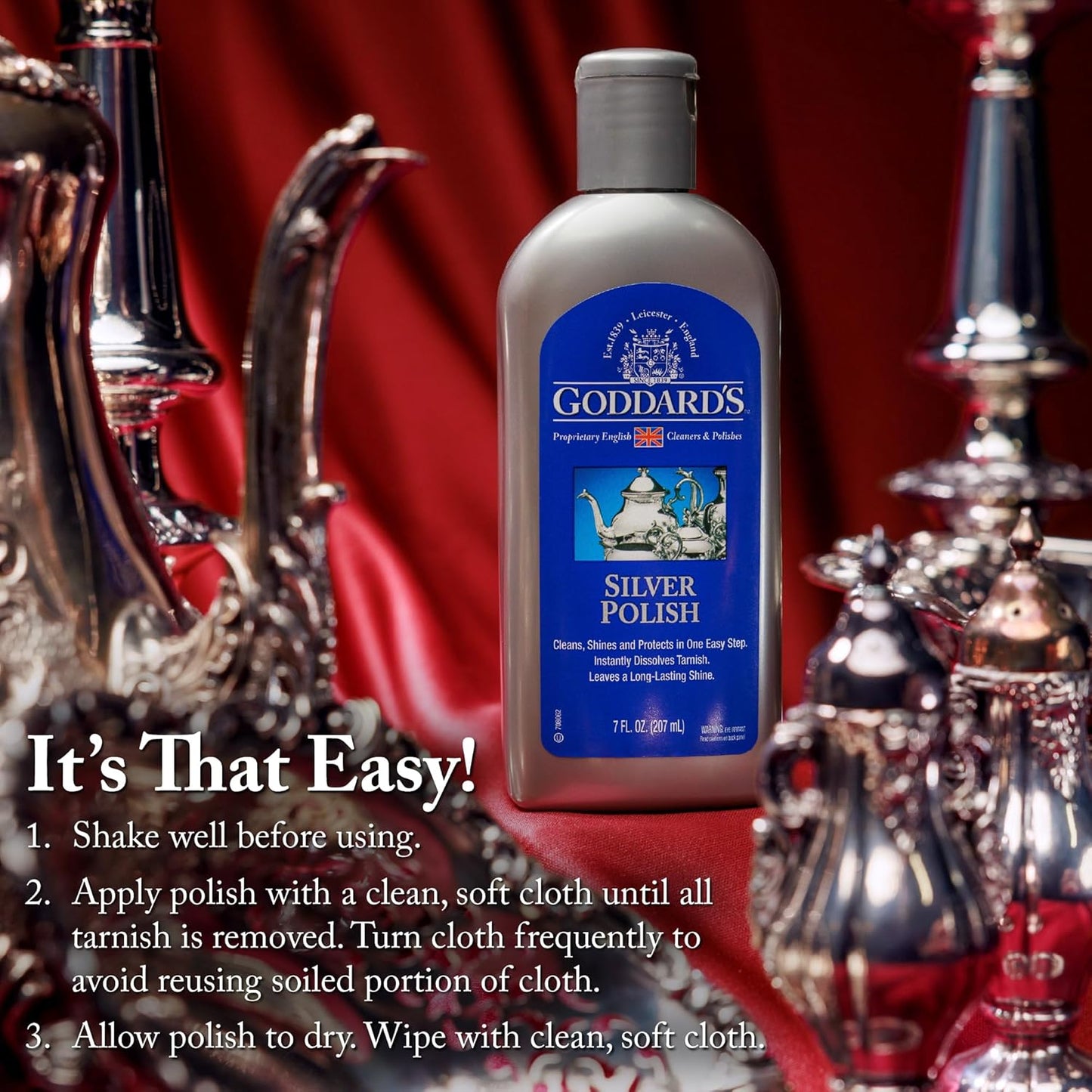 Goddard’s Silver Polish Foam – Silver Jewelry Cleaner for Antiques, Accessories, Ornaments & More – Silver Cleaner for Silverware Protection – Tarnish Remover for Jewelry w/Sponge Applicator (6 oz)