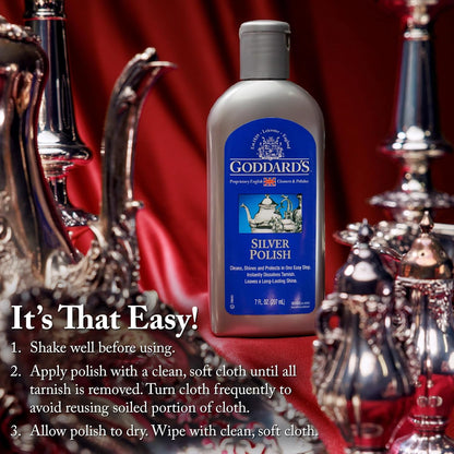 Goddard’s Silver Polish Foam – Silver Jewelry Cleaner for Antiques, Accessories, Ornaments & More – Silver Cleaner for Silverware Protection – Tarnish Remover for Jewelry w/Sponge Applicator (6 oz)