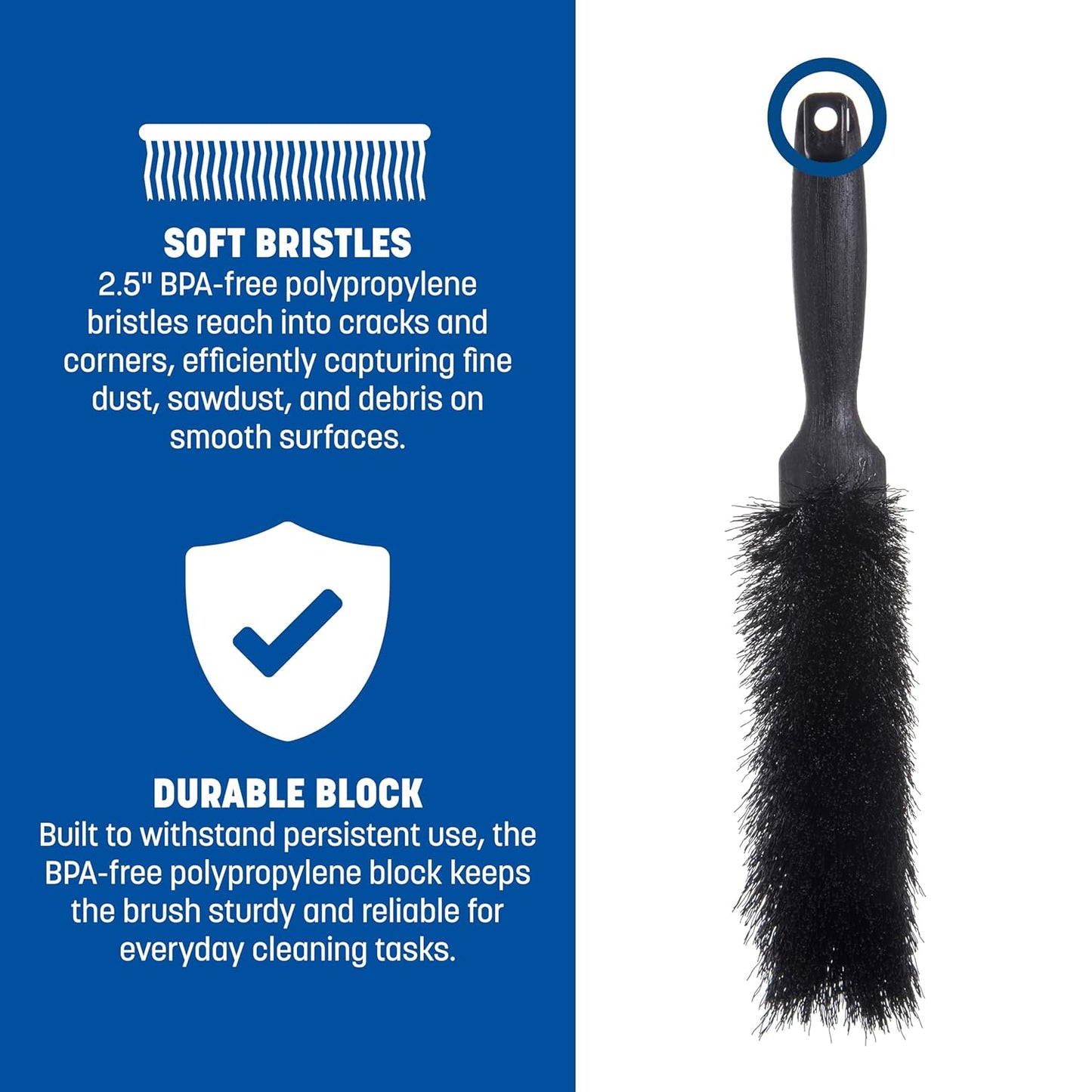 Carlisle FoodService Products 3625803 Fireplace/Bench Brush, 8", Black
