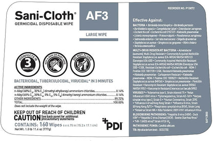 Sani-Cloth AF3 Alcohol-Free Disposable Disinfectant Wipes - 160 Wipes