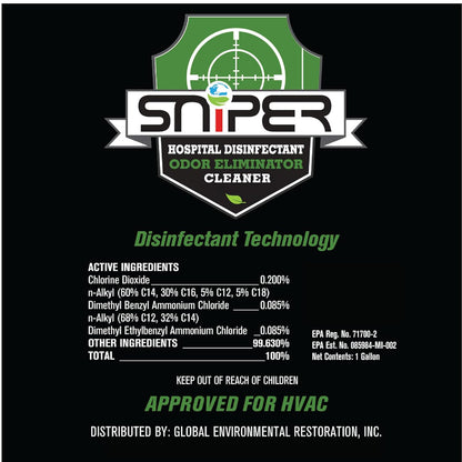 SNiPER Hospital Disinfectant, Odor Eliminator & All-Purpose Cleaner, 16 Ounce Spray, 2-Pack