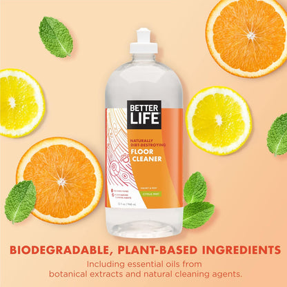 Better Life Floor Cleaner - Liquid Multipurpose Cleaner for Wood, Tile, Laminate, Vinyl, Bamboo - Hardwood Floor Cleaner for Mopping - Citrus Mint, 32 Fl Oz (Pack of 2)