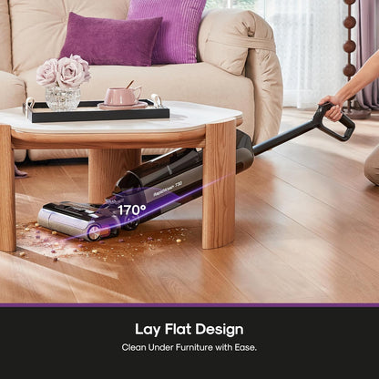 Eureka Cordless Wet Dry Cleaner, 170° Reclinable, Hot Air Drying Self Cleaning Vacuum and Mop Combo, Good for Hard Floors Pet Hair Sticky Messes, RapidWash 630, Purple