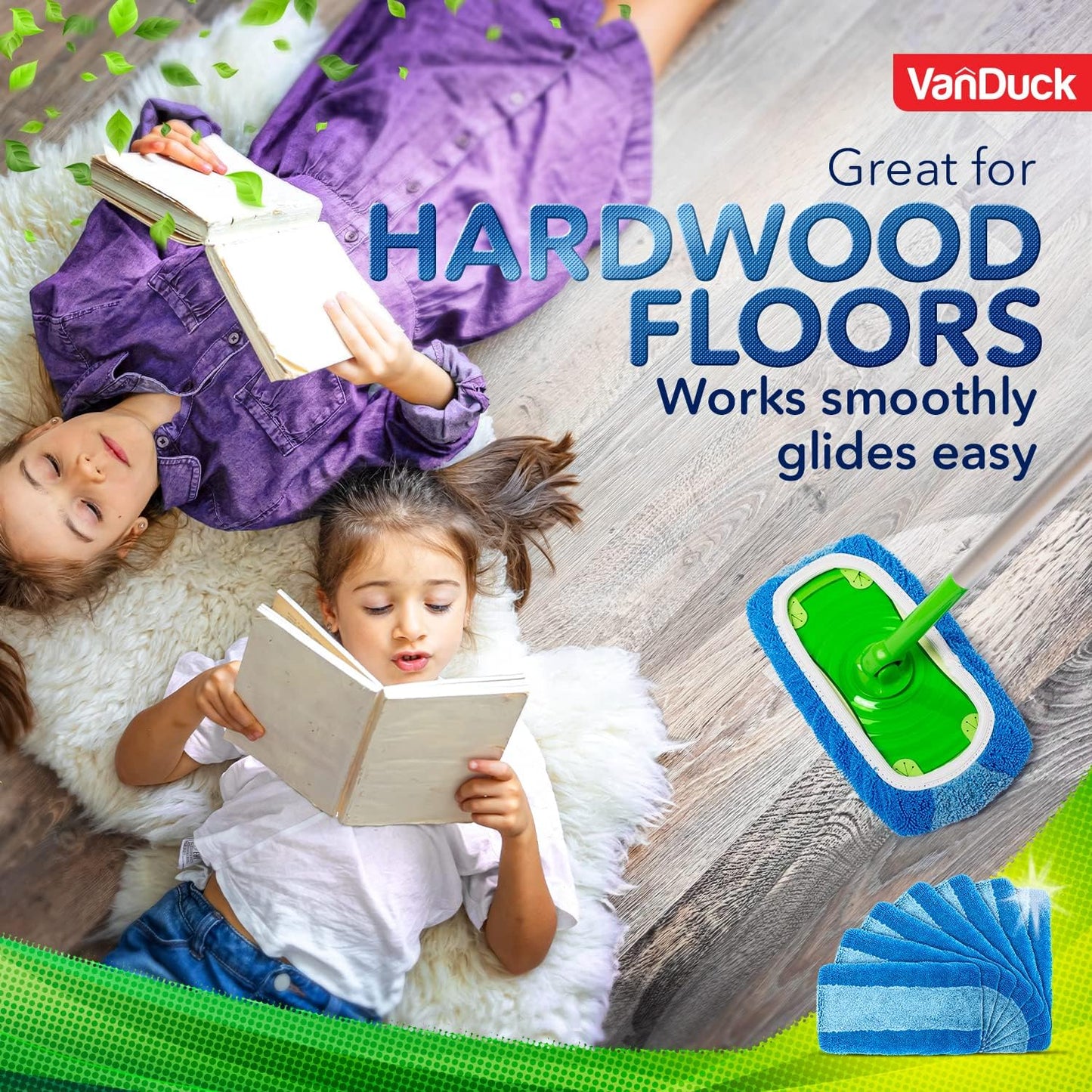 VanDuck Reusable Mop Pads Compatible with Swiffer Sweeper (4-Pack) - Washable Microfiber Mop Pads for Wet & Dry Use - All Purpose Floor Mopping and Cleaning Product