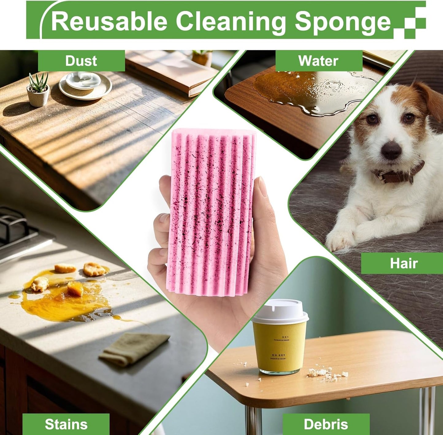 Jeymei 4-Pack Damp Clean Duster Sponge,Gray Damp Dusting Sponge,Duster Baseboard Cleaner Sponge with Ridges,Reusable Wet Duster Sponge,Household Cleaning Sponges for Blinds,Window Track Grooves
