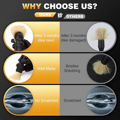 10PCS Car Detailing Brush Set,Boars Hair Car Cleaning Detail Brush kit,Ultra Soft No Scratch Car Dust Brush,Car Interior Detailing Brushes Kit,Detail Brushes Car Detailing for Interior Exterior(gold)