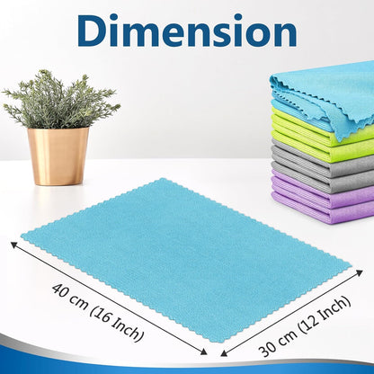 Glass Polishing Cloth Streak Free Miracle Cleaning Cloth Lint Free Microfiber Cleaning Rags for Glasses Kitchen Dish Mirrors Easy Clean, Pack of 6, 12" x 12"