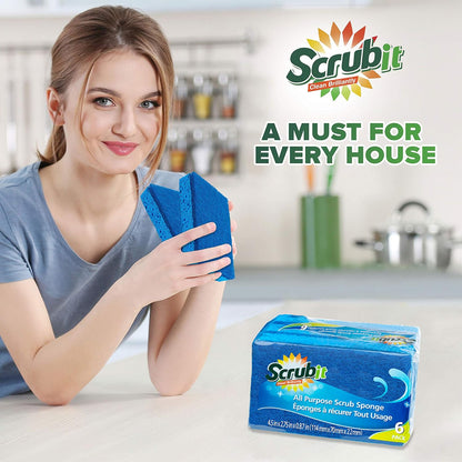 Scrubit Non-Scratch Cleaning Scrub Sponges- Scrubbing Dish Sponge Ideal for Washing Kitchen,Dishes, Bathroom &More – Dishwashing Sponge Along with A Thought Scrubber – 24 sponges