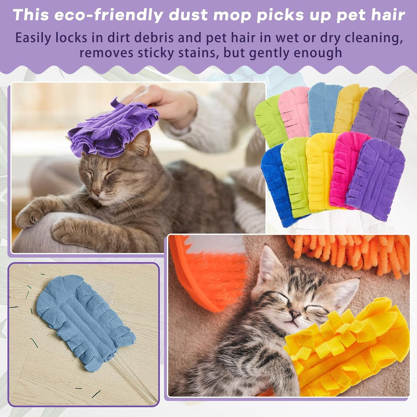 Zubebe 12 Pcs Duster Refill Reusable Fleece Duster Refills Feather Flat Dusters Multi Surface Washable Cleaning Pads Tools for Home, Blinds, Car, Pet, Furniture, Fans (Dark Color)