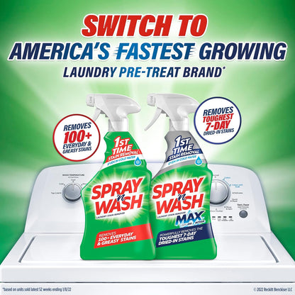 Spray N’ Wash Max Stain Remover Spray, Laundry Pre-Treat for Tough Stains, 16oz