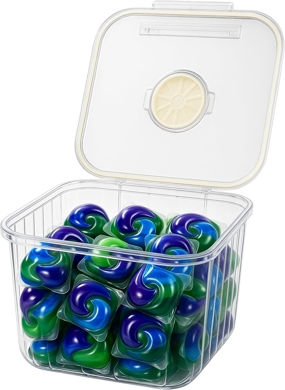 Skywin TidyFriend Laundry Pods Container with Lift Up Lid, 12.4" x 6.5" x 8.7", Airtight Storage Keeps Pods Fresh, Laundry Detergent Container & Dishwasher Pod Holder (Grey)