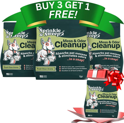 Sprinkle & Sweep: Pet Mess & Odor Cleanup - 15oz Bag - Dog Accident & Mess Clumping Powder, Remove Pee-Poop-Vomit from Hard Surfaces, Ultra-Absorbent