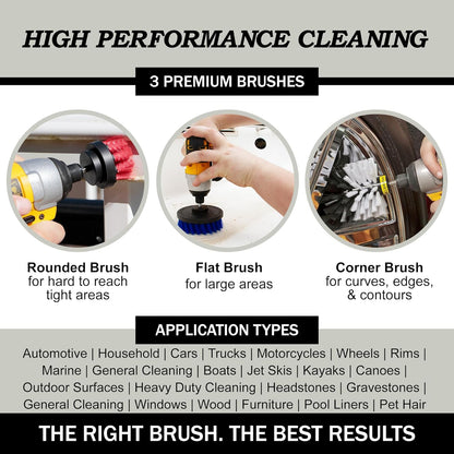 Drillbrush Drill Brush Attachment Set for Bathroom Cleaning – Power Scrubber Brush Kit for Tub, Tile, Shower, and Grout – All-Purpose Household Cleaning Brushes for Drill - Electric Grout Cleaner Kit