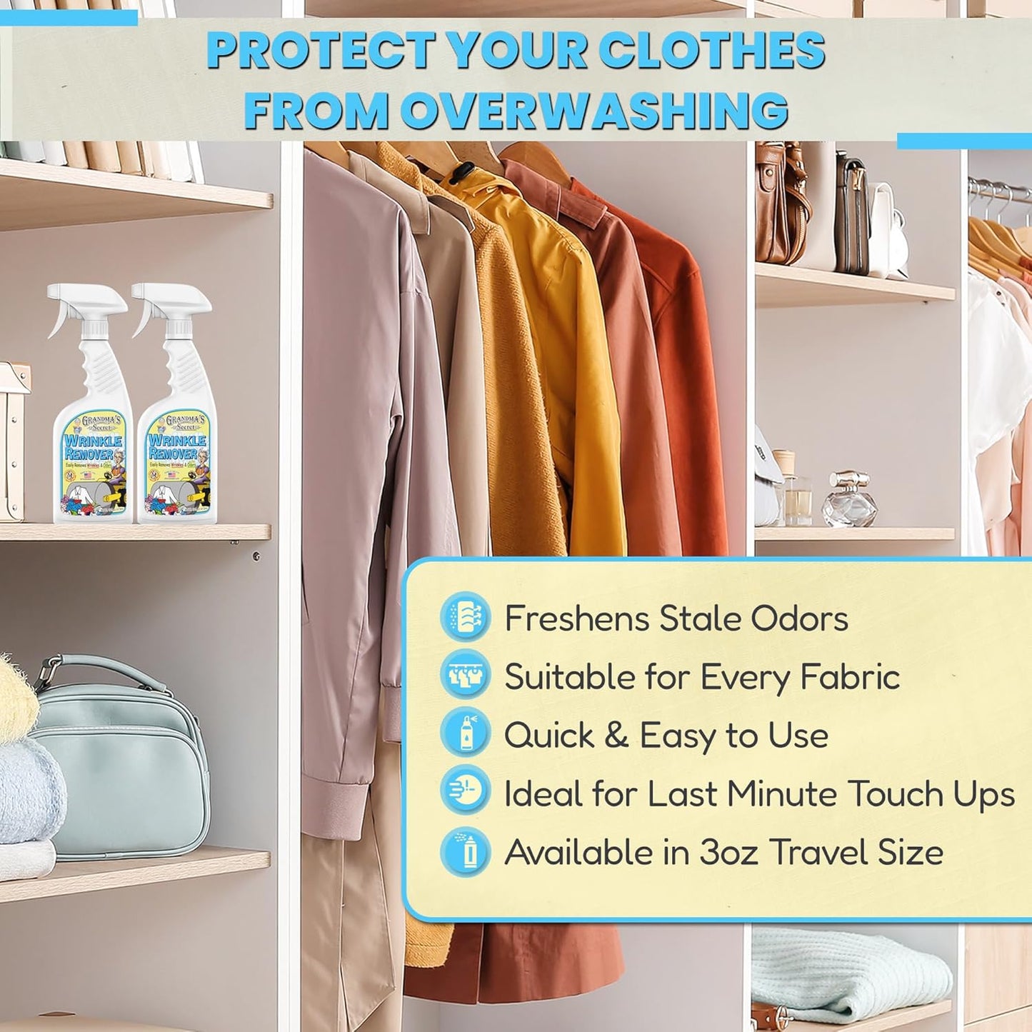 Grandma's Secret Spot Remover Laundry Spray - Chlorine, Bleach and Toxin-Free for Clothes - Fabric Stain Remover Removes Oil, Paint, Blood and Pet Stains - 16 oz & 2 oz Combo, DuoPack