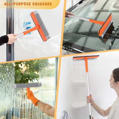 Shower Squeegee for Glass Door, 10'' Rubber Water Wiper for Bathroom Tile and Mirror, Clear Plastic Window Cleaner Tool, 2 Pack