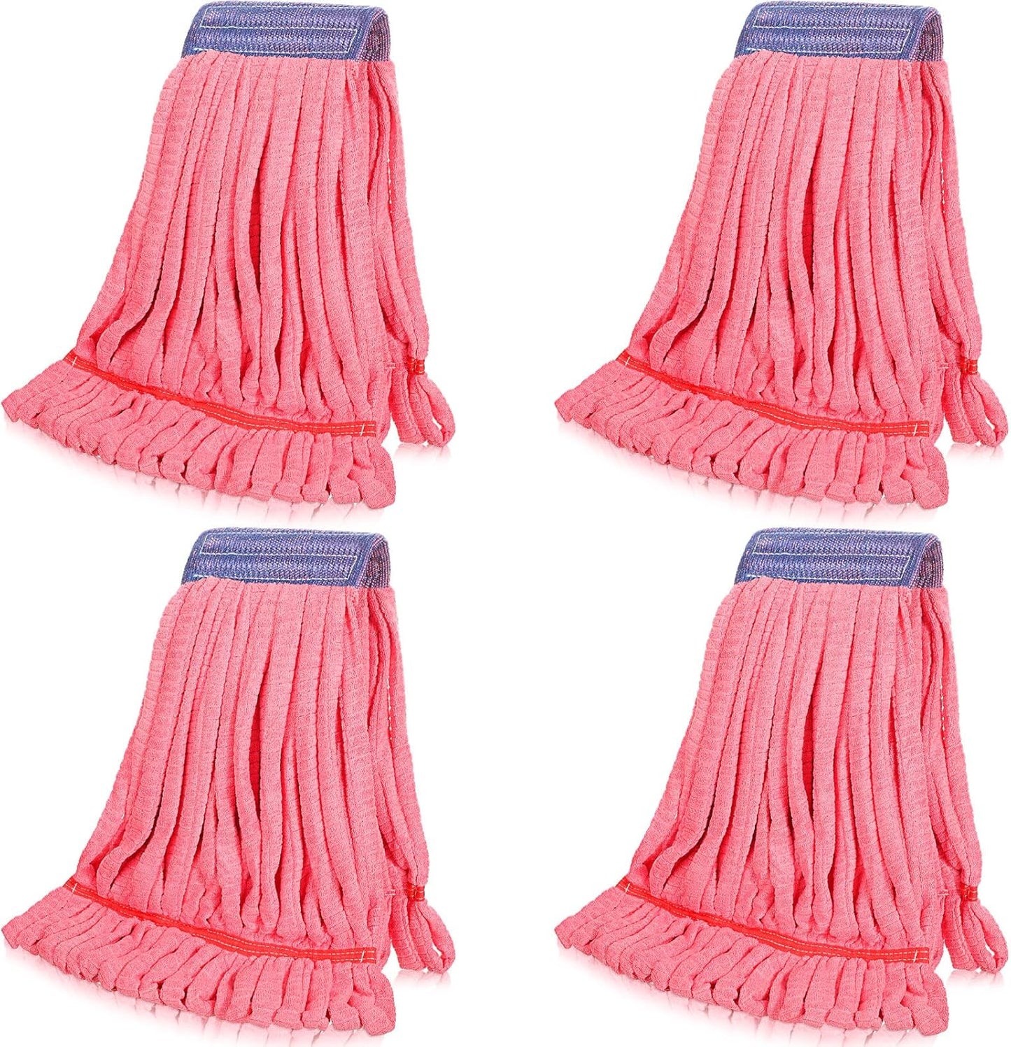 Lallisa 4 Pcs Commercial Mop Head Replacement Tube Microfiber Industrial Looped End Mop Heads Refill for Floor Cleaning for Home Commercial Industrial Use(Large,Blue)