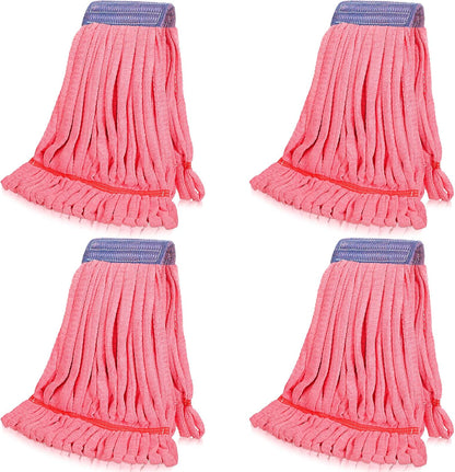 Lallisa 4 Pcs Commercial Mop Head Replacement Tube Microfiber Industrial Looped End Mop Heads Refill for Floor Cleaning for Home Commercial Industrial Use(Large,Blue)