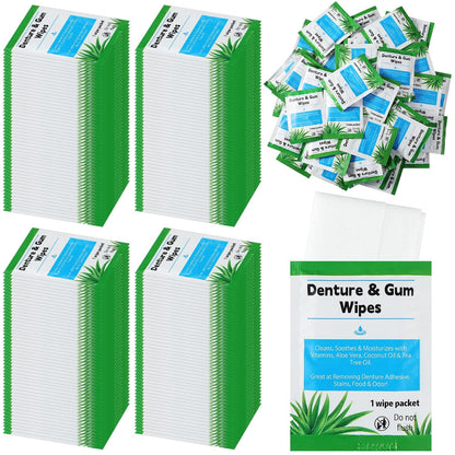 Timgle 100 Pcs Denture Cleaning Wipes Refreshes Mouth Deep Cleaning Wipes for Remove Denture Adhesive, Food Debris, Stains and Odor (Classic)