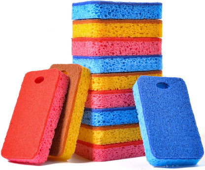 METUUTER 12-Count Scrub Sponges Kitchen Sponge Heavy Duty, Cellulose Sponges with Scouring Pads Dual-Sided for Kitchen and Household Use (Square-Blue)
