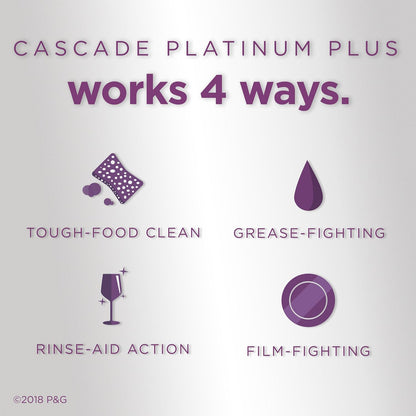 Cascade Platinum Plus ActionPacs Dishwasher Detergent Pods, Dishwasher Soap, Mountain, 52 Count