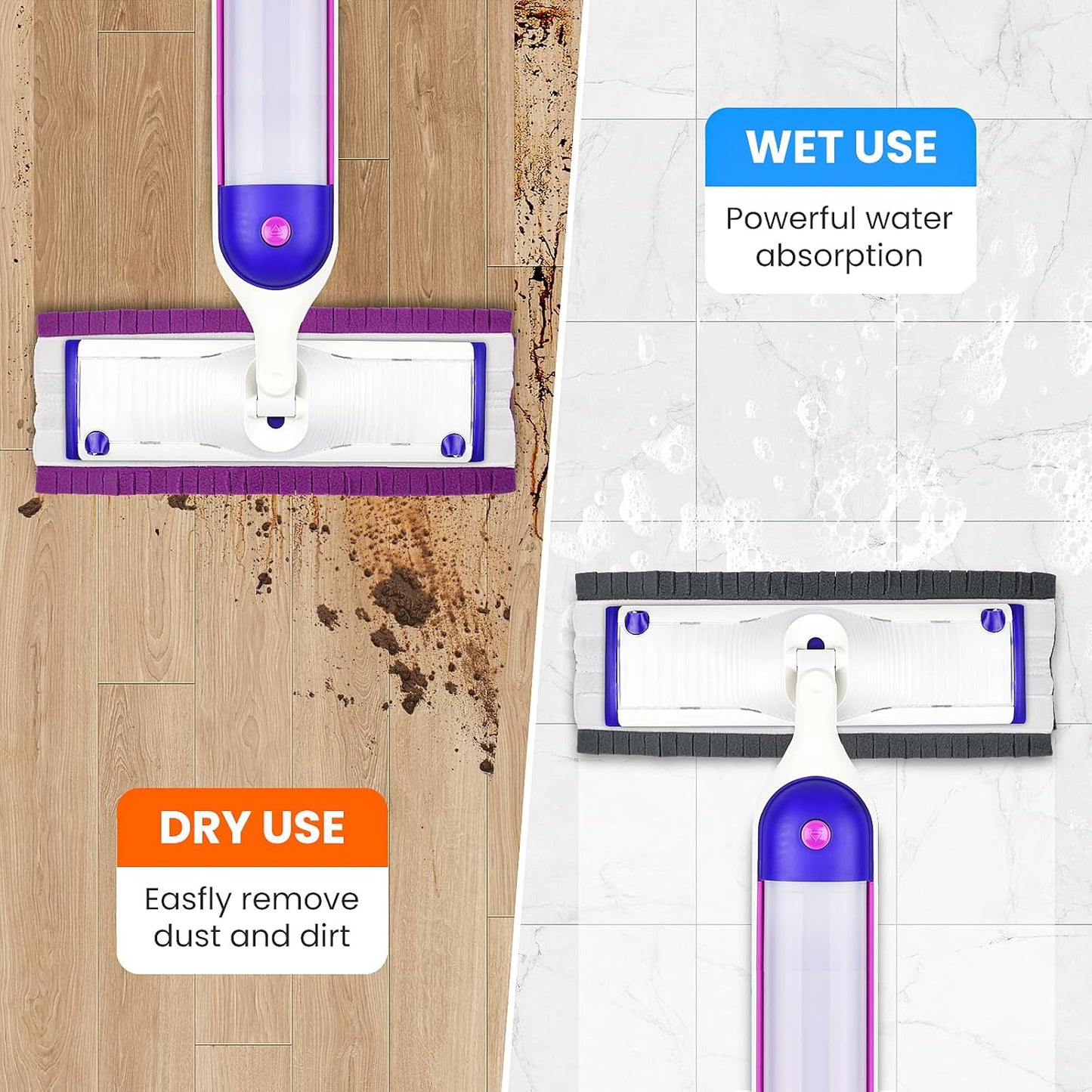 42 Count Disposable for Swiffer Wet Pads Refill Replacement for Swiffer WetJet Spray Mop, Extra Strong Dirt Locking and Water Absorbent, Powerful Stain Removal