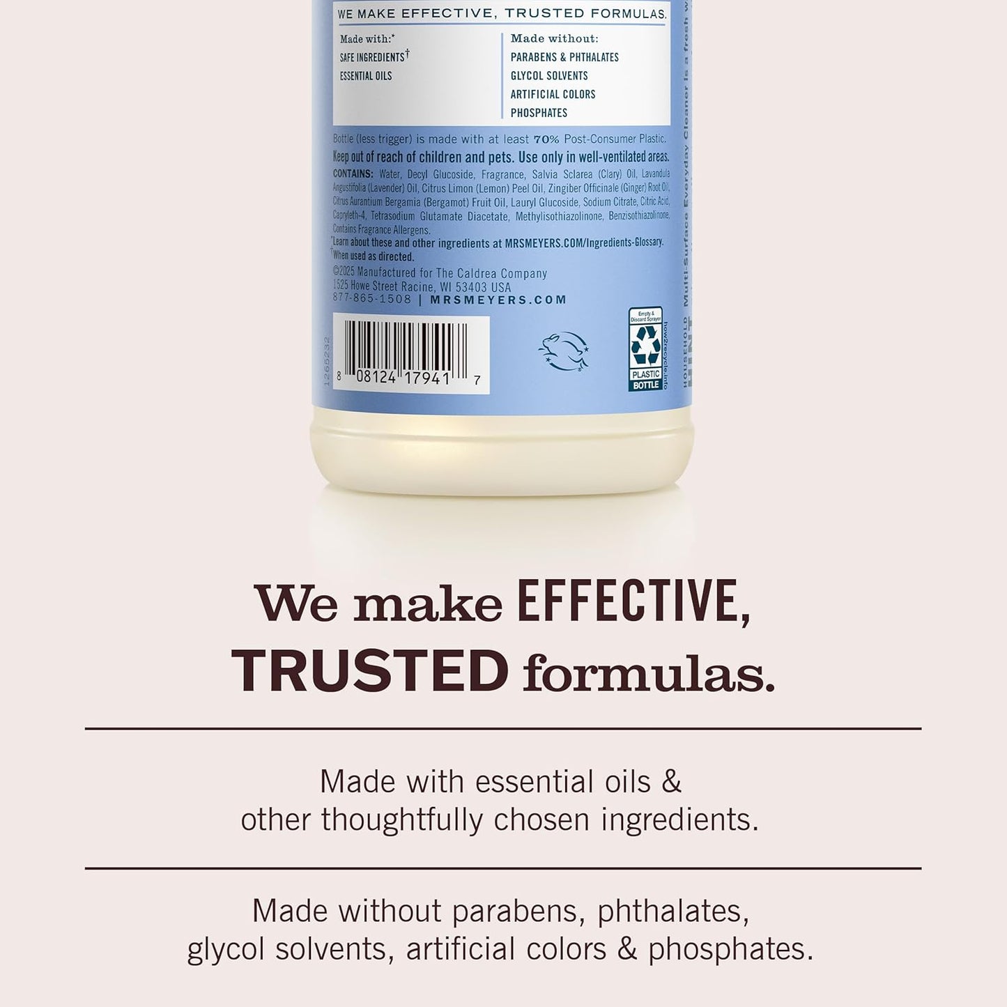 MRS. MEYER'S CLEAN DAY Multi-Surface Everyday Cleaner, Bluebell Scent, 16 Fl Oz Bottle