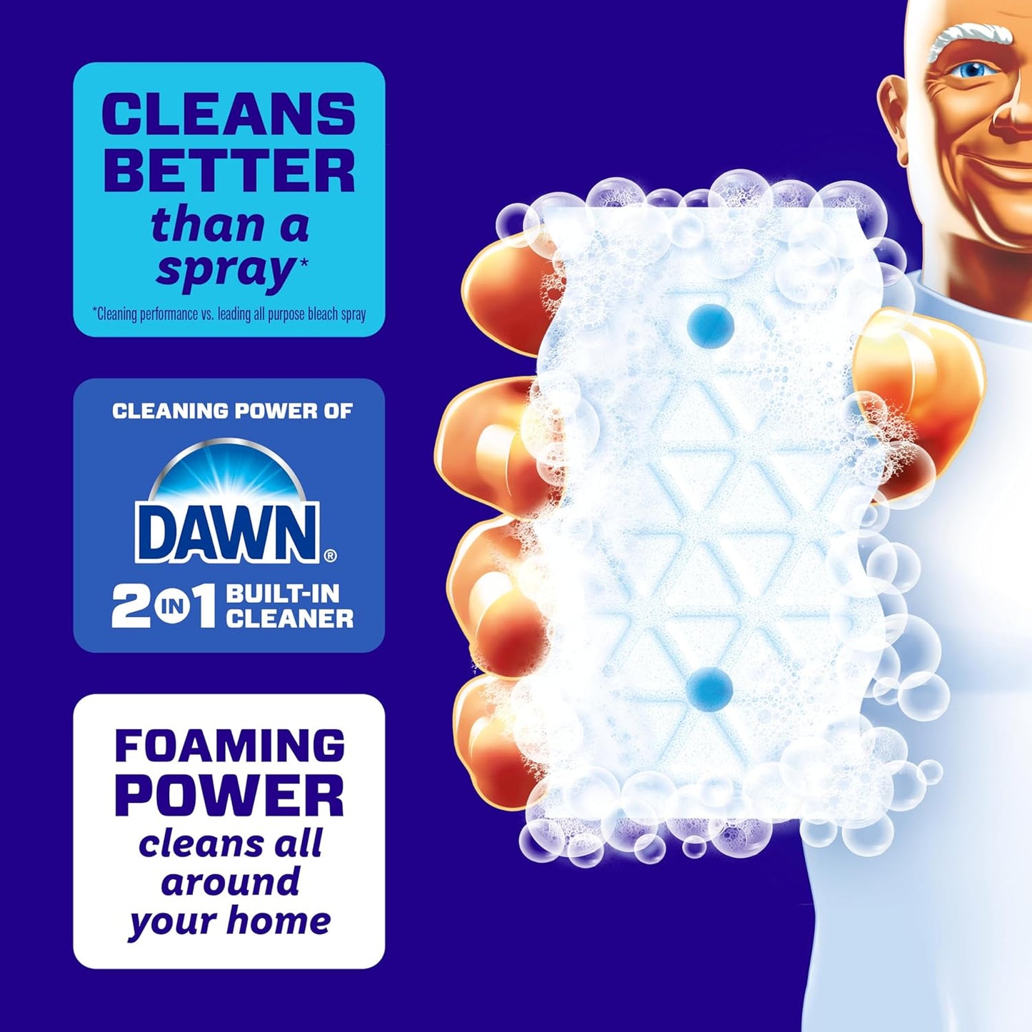 Mr. Clean Magic Eraser Foaming Sponge, All Purpose Cleaner, Dawn Cleaning Power, Wall Cleaner, Sneaker Cleaner, Oven Cleaner, Kitchen, Bathroom, Shower Cleaning Supplies, Scrubber, Ultra Foamy, 5ct