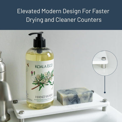 Premium Sink Caddy – Water-Absorbing Diatomaceous Earth Tray for Sink, Elevated Stainless Steel Feet, Non-Toxic, Fast-Drying, Kitchen or Bathroom