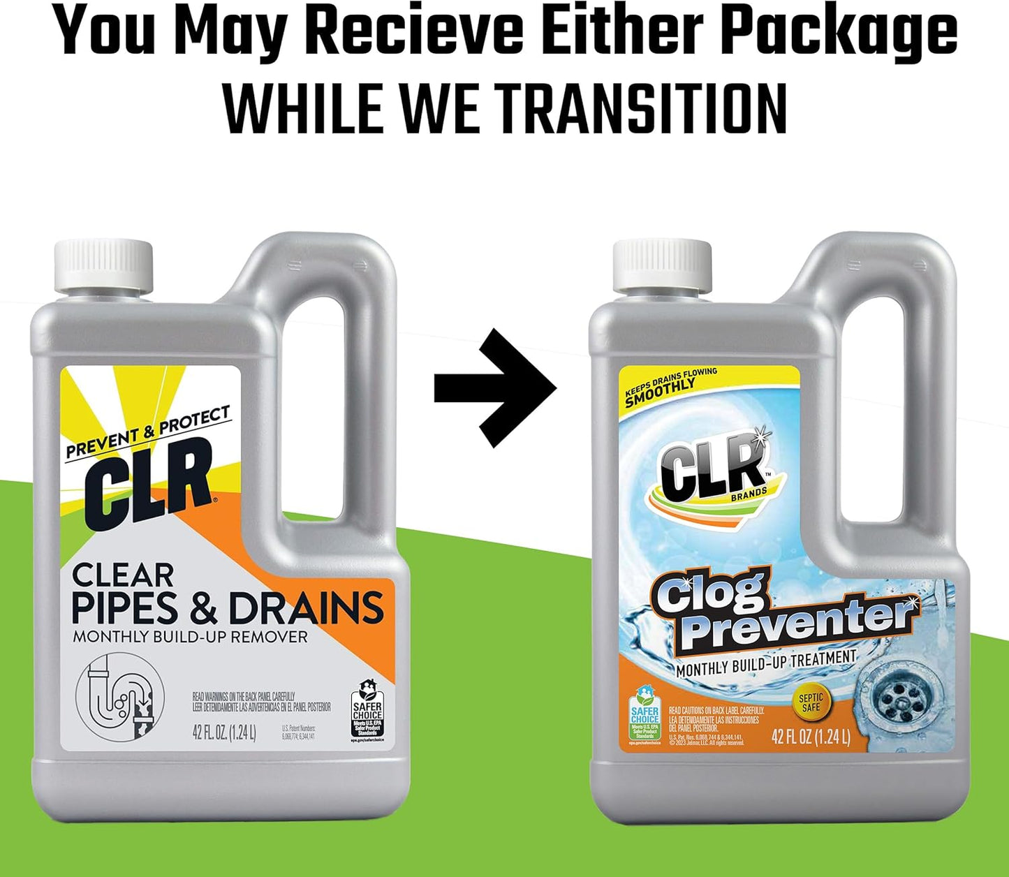 CLR Clear Pipes & Drains Clog Remover and Cleaner, For Shower, Sink, Toilet, Garbage Disposal, 42 Ounce Bottle