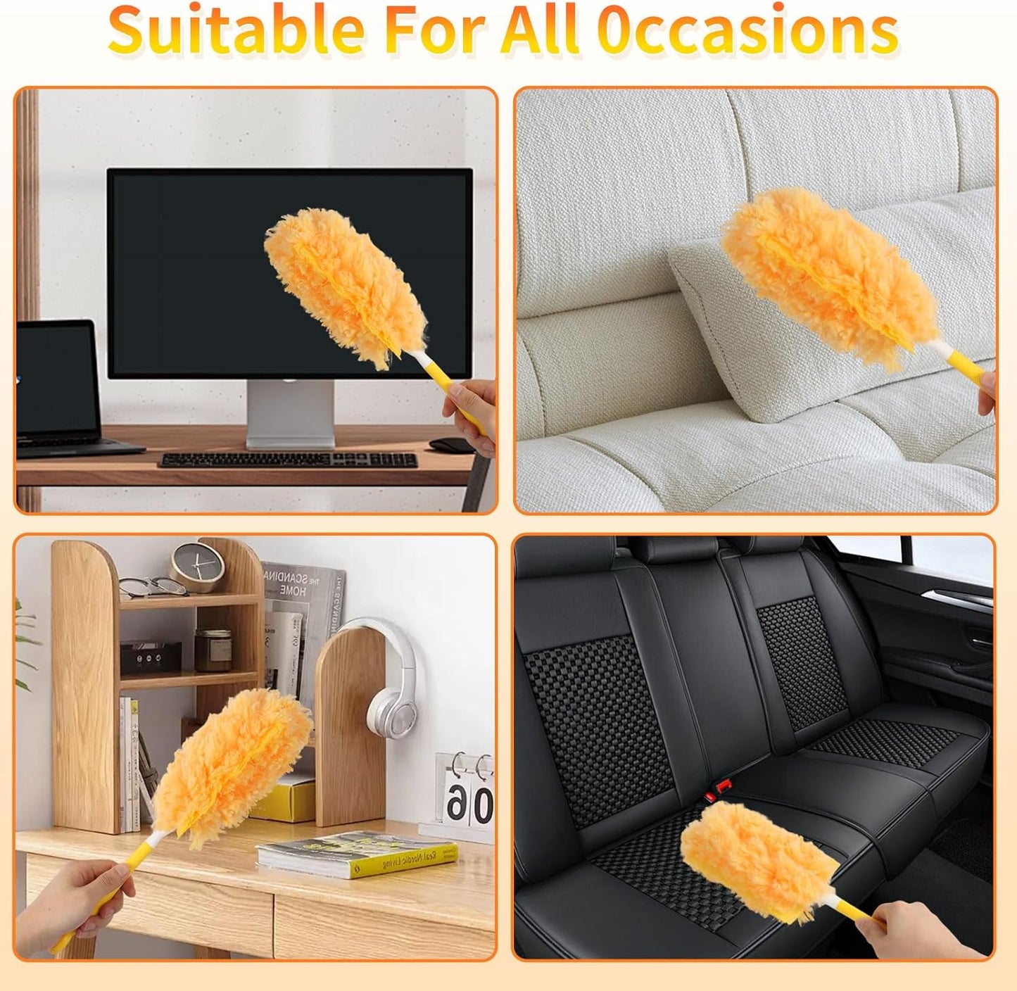 18 Count Duster Refill for Swiffer Duster with 1 Handle - 360° Multi-Surface Larger Size Feather Dusters, Disposable Duster Kit for Cleaning Home, Furniture, Blinds and Ceiling Fans
