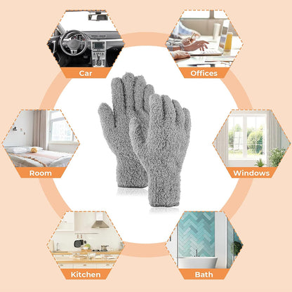 Molain Microfiber Dusting Gloves, Reusable Washable Cleaning Gloves Mittens for Plants House Cleaning Car Blinds Lamps…