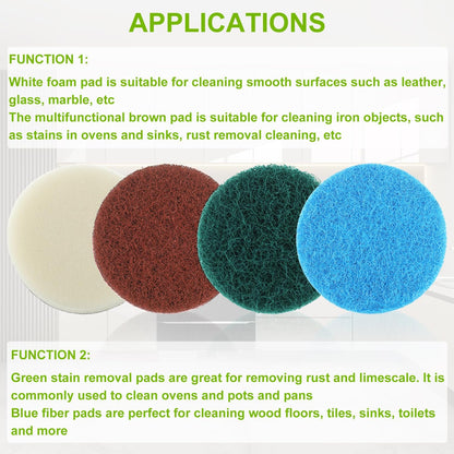 16pcs Kitchen Pads Power Scrubber Pads Set Electric Scrubber Replacement Scouring Pads fit for Dremel Versa Scouring Pads,Green