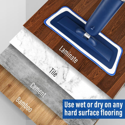 PowerMop for Floor Cleaning with 2 Washable Pads - Wet Dry Microfiber Mop with 720 ml Refillable Bottle for Kitchen Wood Floor Hardwood Laminate Ceramic Tiles Floors Dust Cleaning
