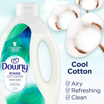 Downy Rinse Laundry Odor Remover, Cool Cotton Scent, 48 fl oz, Fabric Softener And Laundry Odor Removal Rinse, Fights Odors At The Source, HE Compatible