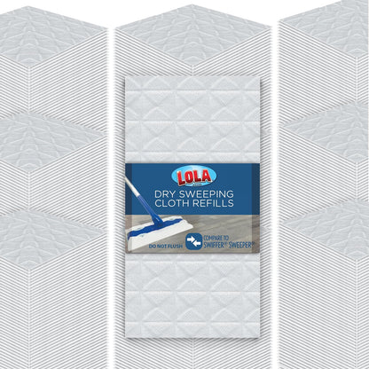 LOLA Dry Sweeping Cloth Refill Pads, 32 Pack, Unscented, Compatible with Swiffer Floor Mop, Comparable to Swiffer Refills, 11" x 8.13"